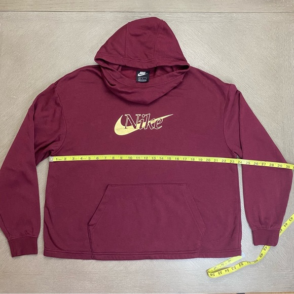 Nike Funnel Neck Pullover Women’s Size Large Burgundy & Gold Light Hoodie - Picture 4 of 11